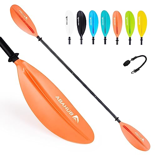 Abahub Remo Kayak Ajustable 220cm a 240cm Pala Doble de Aluminio con línea de Remo para Kayak Bote de remos Canoa Negro/Blanco/Azul/Verde/Naranja/Amarillo/Turquesa