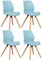 CLP 4er Set Stuhl Luna Kunststoff I Stoff I Samt I Kunstleder I Lehnstuhl mit Holzgestell, Farbe:blau, Material:Kunststoff
