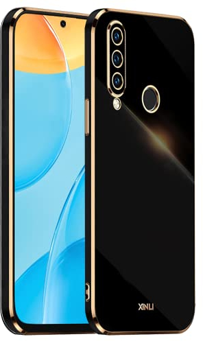 EASSGU Galvanisierter Rahmen Handyhülle für Samsung Galaxy A20s (6.5 Inches), Weiche TPU Silikon Schutzhülle - Schwarz