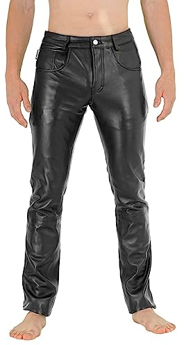 Bockle® NEW 411 Herren Lamm Lederhose schwarz | weiches Leder, Lederjeans-Stil