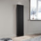 ELEGANT Black Vertical Radiator 1600x392mm Tall Upright Oval Column Double Panel Modern Central Heating