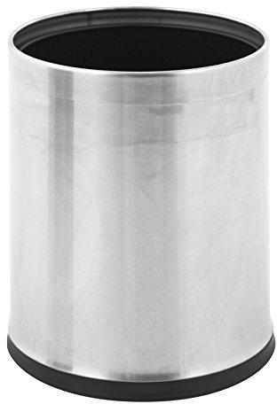 PROREGAL Eleganter doppelwandiger Papierkorb aus Edelstahl | 10 Liter, HxØ 27,5x22,5cm | Matt Edelstahl