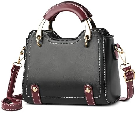 FOLOVEYA Sac à Main Femme Petit Elegant Sac Bandoulière Cuir PU | Vintage Sac a Main Femme Bandoulieres Chic Sac Femme Porté Épaule avec Poignée pour Travail Shopping Quotidien