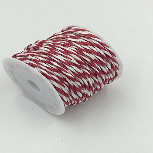 Cuerda de papel de regalo roja y blanca de 10 m, cuerda de cuerda para envolver, manualidades, decoraciones