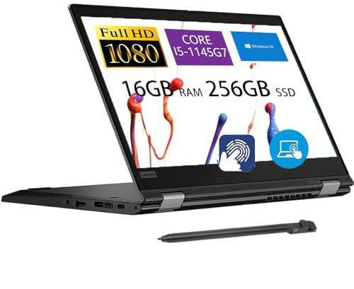 Lenovo ThinkPad L13 Yoga Gen 2 Touchscreen 2-in-1 Business Laptop, Intel Core i5-1145G7, 13,3 Zoll FHD, 16 GB RAM, 256 GB SSD, US-Tastatur, Eingabestift, Windows 10 Pro (Generalüberholt)