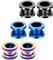 Decentraland Schwarze Blaue Farbe 3-Paar 316L Edelstahl O Ohrmessgeräte Tunnel Ohren Schraubverschluss Körperpiercing-Schmuck 0g(8mm)