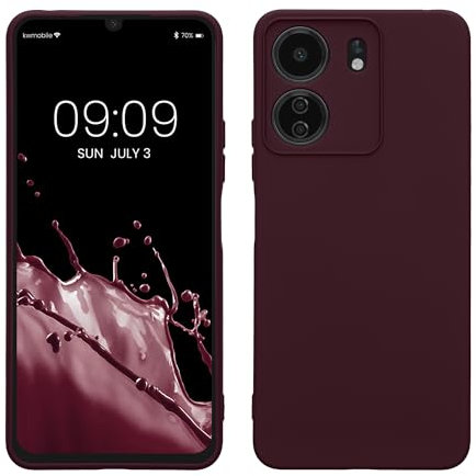 kwmobile Custodia Compatibile con Xiaomi Poco C65 / Redmi 13C Cover - Back Case per Smartphone in Silicone TPU - Protezione Gommata - viola bordeaux