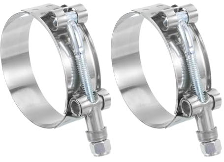 QUARKZMAN Collier de Serrage en T-Bolt, Argenté, 2 Pièces, Plage de Travail de 57-65mm, Boulon en Acier Inoxydable 201, Colliers de Serrage pour Tuyau d'Admission d'Intercooler