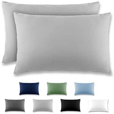 REDKEY Kissenbezug 50x80 cm - 2er Set Kopfkissenbezug - Mikrofaser Kissenhülle für Kissen, Kopfkissenbezüge mit Laschenvershluss, 50 x 80 Pillow Case - Hellgrau