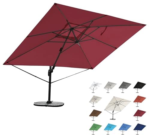 RS Trade 3x4 m Sonnenschirm 4-fach seitlich und 5-fach horizontal neigbar inkl. Schutzhülle & Windsicherung 360 Grad drehbar Ampelschirm Marktschirm Gartenschirm 300 x 400 cm mit Aluständer