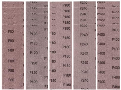 Sruhrak Filet Bande Abrasive 80 X 230mm,25 Pièces Grille Abrasive Professionnelle Avec 80/120/180/240/400 Grain, Pour Ponçage Manuel, Ponceuse Orbitale Et Bloc De Ponçage Manuel