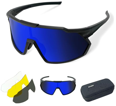 TWO-X Sportbrille Speed verspiegelt Laufbrille Fahrradbrille Rad-Sonnenbrille Half schwarz blau
