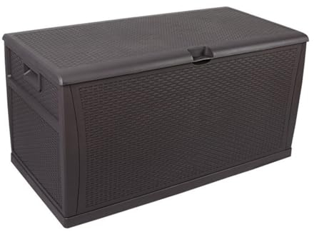 Purzen Deckbox aus Kunstharz, Organisation und Aufbewahrung für Terrassenmöbel, Outdoor-Kissen, Wurfkissen, Gartengeräte und Pool-Spielzeug, Dunkelgrau,Schwarz
