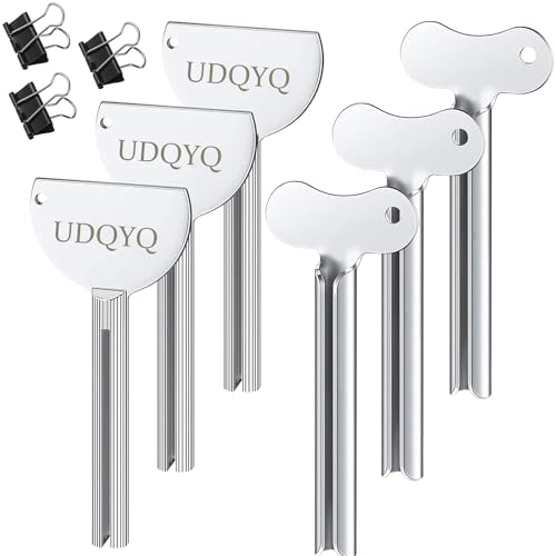 UDQYQ 6 Stücke Tubenquetscher Edelstahl Tubenausdrücker Metall Tubenpresse Tubenaufroller für Zahnpasta,Haarfärbemittel,Pigmente,Geeignet für Küche,Bad,Studio.