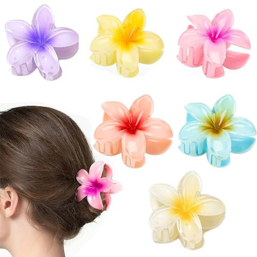 6Pz Fiore Artigli Dei Capelli - Grande Clip Hawaiano Per Capelli Per Donne e Ragazze - Forte Hold Antiscivolo Accessori