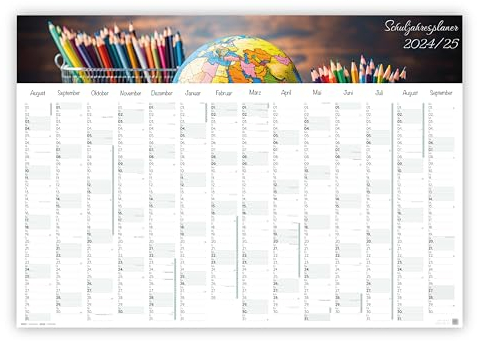 JORANI® Schuljahresplaner 2024 2025 – Bundeslandspezifisch – Schulkalender – L & XL – Gerollt – Für Lehrer und Schüler – Handmade in Germany