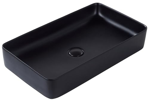 Aufsatzwaschbecken Keramik schwarz rechteckig 61x35 cm ohne Überlauf modern Ulua