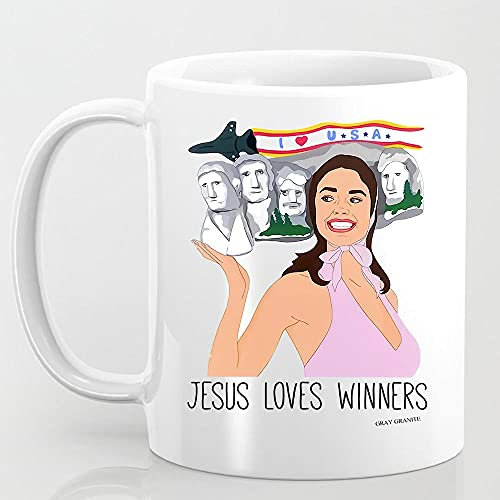 Tasses À Café I Love USA Jesus Loves Winners Drop Dead Gorgeous Political Gray Granite Mug Ceramique Drôle Tasse À Thé Idéal Tasse Personnalisable pour Collègue Anniversaire Cadeau 330Ml