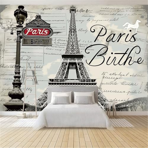 Papier Peint de Photo Tour Eiffel 350x256 cm Papier Peint Panoramique Papier Peint intissé Murale Pour Chambre De Fille, Garçon, Chambre De Bébé Salon Chambre Décor