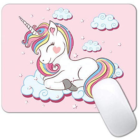 JIMOWANG Tapis de souris de jeu mignon licorne coloré tapis de souris surface lisse tapis de souris en caoutchouc 24,9 x 18,9 cm