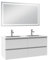 AICA Ensemble Meuble Salle de Bain 120cm Blanc Double Vasque et Miroir Lumineux 3 Couleurs et dimmable