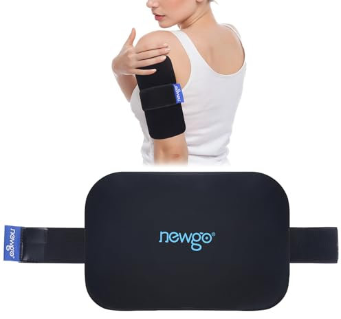 NEWGO kühlpads gel mit Vlies weich-schwarz, Kühlgelkissen Kältekompresse mit Elastischer Band, Kalt Warm Kühlkompresse für Fieber, zur Schmerzlinderung von Kopf, Handgelenk, Arm und Knie