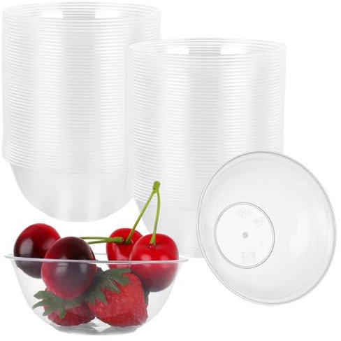 ASelected 50 Pcs Plastic Bowls 190Ml Clear Hard Plastic Bowls for Picnic Party Barbecue Birthday