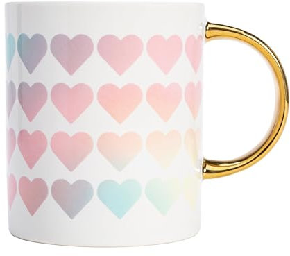 Paris Hilton Stilvolle Herz-Tasse aus Keramik, 450 ml – Perfekt für Kaffee & Tee, Großes Fassungsvermögen, Handwäsche, Nicht Mikrowellengeeignet, Farblos