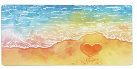 Gaming Tapis de Souris Amour, Grand Tapis de Souris XXL 1200x600x3mm, Plage Tapis Souris Clavier et Bureau Surface Lisse et Base en Caoutchouc Anti-dérapant Soft Cloth, PC Ordinateur Portable N1-104