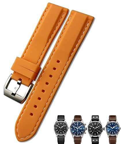 GSZCCZS 20mm 21mm 22mm Gummi Silikon Schwarz Blau Uhrenarmbänder für IWC Pilot Mark 18 Uhr Sportarmband