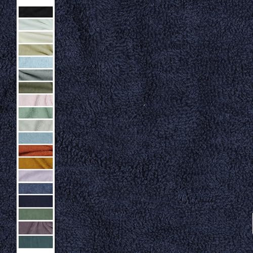 VmG-Store Frottee Stoff Meterware 15 Farben zum Nähen Bademantel Frotteestoff 145cm Breite (056 I Navy)