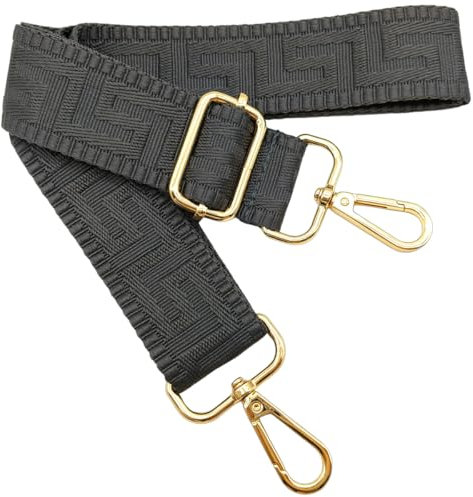 Verstellbarer Schultergurt für Taschen Dunkelgrau, Taschengurte zum Wechseln, Taschengurt Breit mit Karabiner Gold, 80-130 cm Tragegurt Tasche für Damen Schulterriemen, Handtasche, 3.8cm, 1320