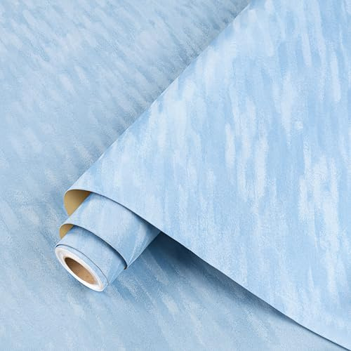 ReWallpaper 44.5CMx7M Light Blue Peel and Stick Wallpaper Velvet Flocked Liner for Wardrobes Jewellery Box Textured Wallpaper for Living Room Lounge Blue Velvet Sticky Back Fabric Roll