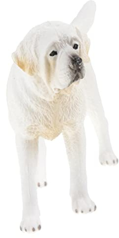 ERINGOGO Realistic Standing Saint Bernard Dog Figurine Model Plastic | White Simulated Decor for Small Flower Pots, Children and Boys and Girls, Desktop Dog Decor