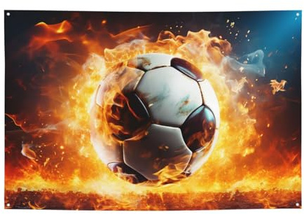 Willkommensbanner, Party-Flagge, Fotografie-Hintergrund, Banner, brennender Fußball, Schild, Foto-Requisiten, Banner für Zaun, Geburtstag, Garten, Partyzubehör, Gastgeschenke, Wanddekoration, Flagge