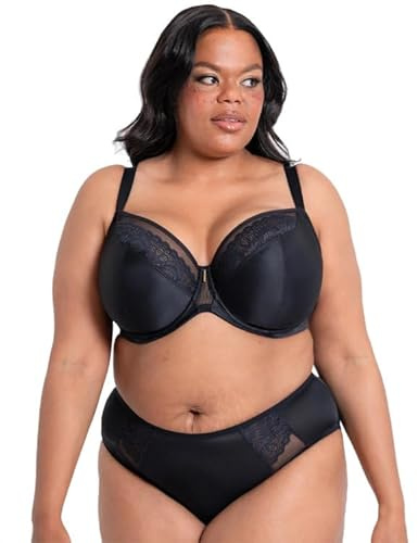 ADELLA Hera Underwired Full Plunge Bra Womens Underwear Lingerie Black F-K