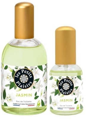 Les Petits Plaisirs – Lot Eau de Toilette Jasmin 110ml + 30ml, Floral, solaire et délicat, Parfum femme, Coffret cadeau femme, Made in France, 110ml, 30ml
