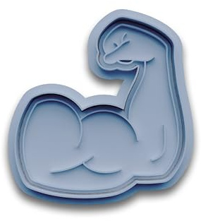Bizeps Keksausstecher 2-teilig – Schwarz – Muskelarm Ausstechform mit Prägung – PLA 3D-Druck – Keksform für Fitnessfans, Bodybuilder & Sportbegeisterte – Geschenkidee für Trainer & Gym-Liebhaber