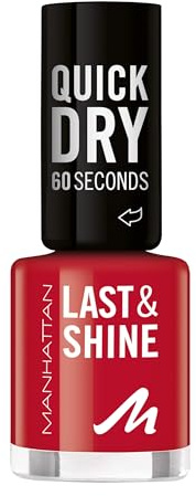 MANHATTAN Last & Shine schnelltrocknender Nail Polish, veganer & tierversuchsfreier Nagellack, langanhaltend, ultraglänzendes Finish, 8ml, Fb. 610 It's Getting Hot
