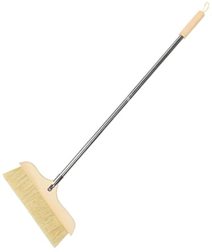 TEMPNAP Hausborstenbesen mit Langem Stiel, Edelstahl und Holz, für Boden | Bevel Borsten, Flache Seite, Leichtes Format, Hängeschlaufe, für Büro und Terrasse, Nimmt Tierhaare