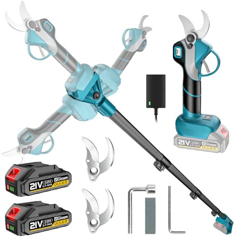 Akku Astschere Teleskop– 4,2 m Gesamtreichweite, 40mm Schnitt, 2 * 4000mAh Akkus, SK5 Klinge