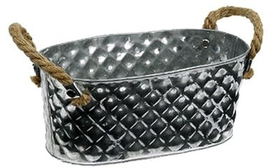 Viana Ovale Dekoschale Metall mit Henkeln für Blumen und Kräuter