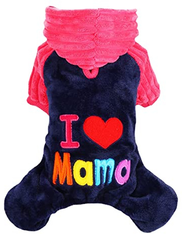 Winter Hoodied Für Hunde, Haustier Kleidung Mit Ich Liebe Mama Papa Muster,Warmer Wintermantel,Vierbeinige Winter Dicke Kleidung,Für Hund Und Katzen Indoor & Outdoor Camping Wandern Spielen (Red, XXS)