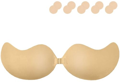 Yutdeng Sujetador Adhesivo Push Up sin Tirantes Sujetador Invisible Reutilizable Sujetadores sin Espalda Cómodo Brasier de Silicona Espalda Descubierta Sticky Bra Strapless Pezoneras Adhesivas Vestido