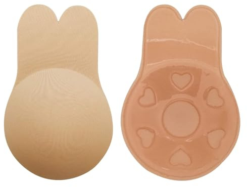 DODOING Invisible Rabbit Bra Reusable Lifting Br a Adhesive Strapless B ra Push Up Backless Sticky Br-as Lift Nippleless Covers Push-Up Bra-s Beige(XCY-260521)