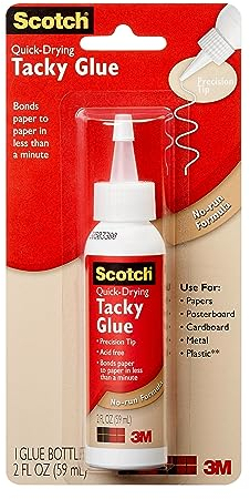 Scotch Quick Drying Tacky Glue, 2 fl oz, Acid Free and Photo Safe (6052A-1)