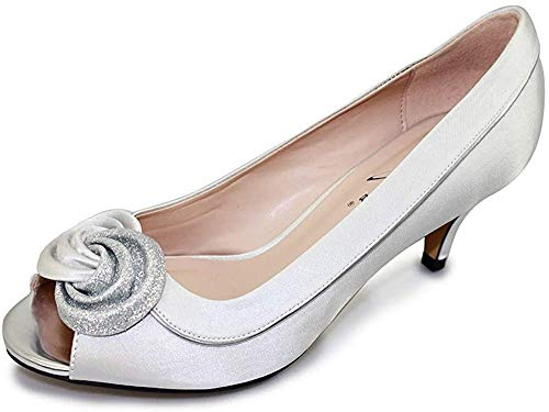 Lunar Womens Ripley Satin Court Shoes Silver 6 UK