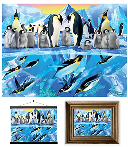 3D LiveLife Linsenförmige Wandkunst Drucke - Pinguin stürzen von Deluxebase. Ungerahmtes 3D Winter Poster. Perfekter Wandfüller. Original kunstwerk lizenziert von bekannt künstler, Michael Searle