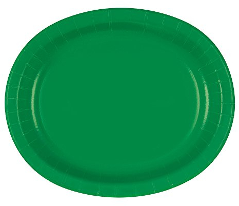 Unique Party 31819 - Oval Emerald Green Party Plates, Pack of 8