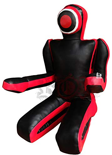 ROX Fit Passform MMA Judo Boxsack Grappling Dummy - Sitzposition, Submission Stil, Double Face, MMA Dummy, Stanz BJJ Training Bag 5 ft & 6 ft Schwarz/Rot (ungefüllt) (5 Foot (1.5 Meters) ungefüllt)